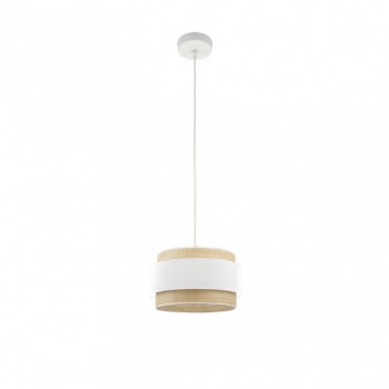 Distribuidor - Lâmpadas Diversas | Colgantes Moderno | COLGANTE KANDY 1XE27 NATURAL/BLANCO REGX30X30 CM Ref: 174293001